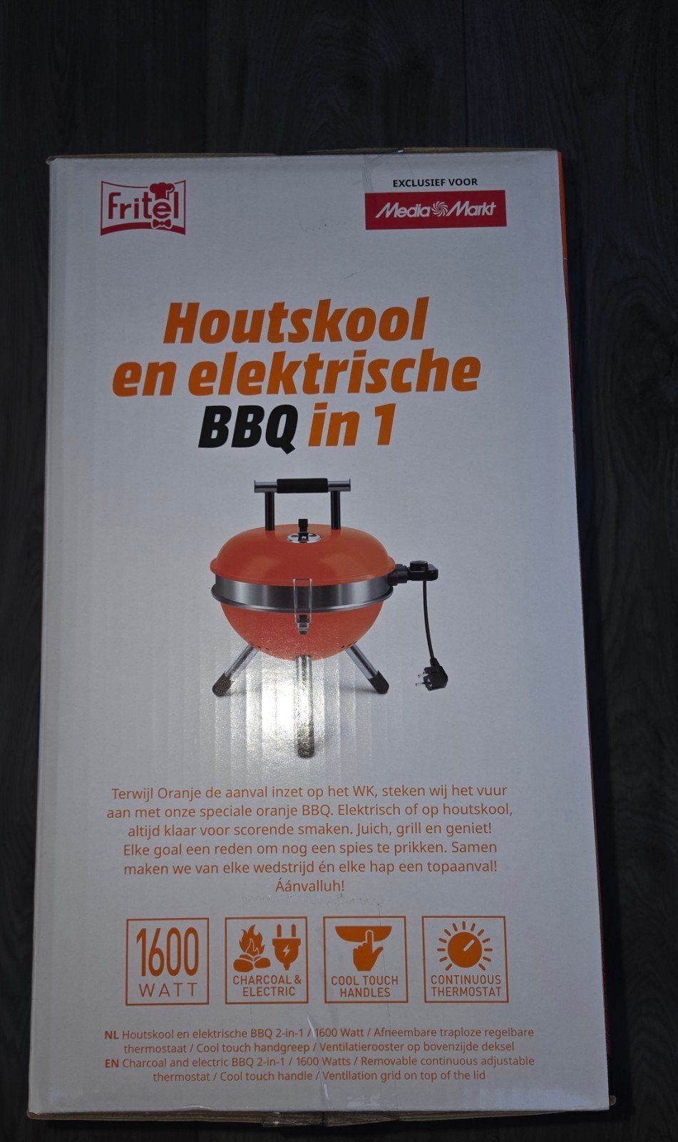 Fritel WK Editie Houtskool en Elektrische BBQ 2-in-1, Ophalen of Verzenden, Nieuw