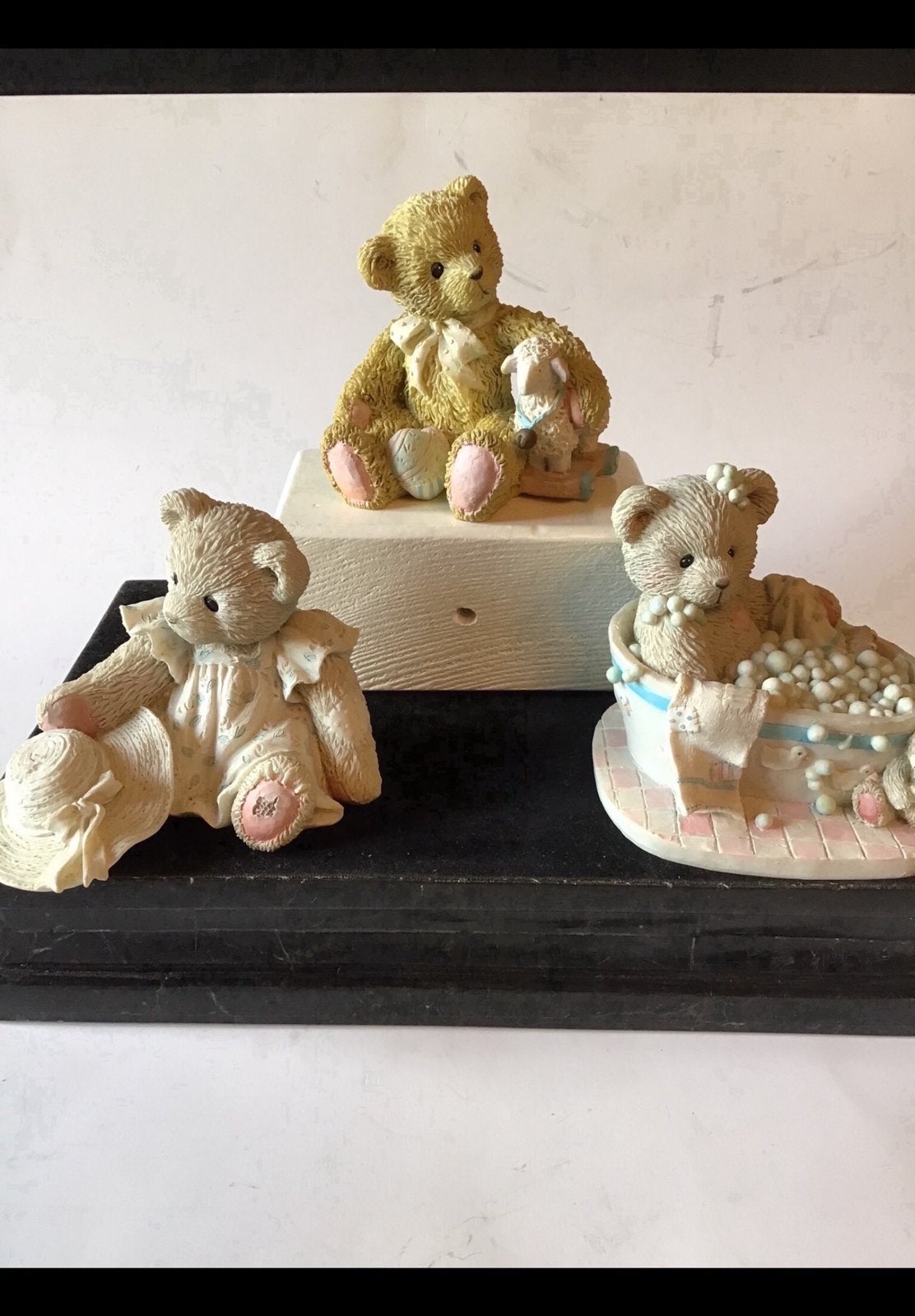 Drie teddy beeldjes v. Polystone Cherished Teddies, beertjes, Ophalen of Verzenden, Zo goed als nieuw