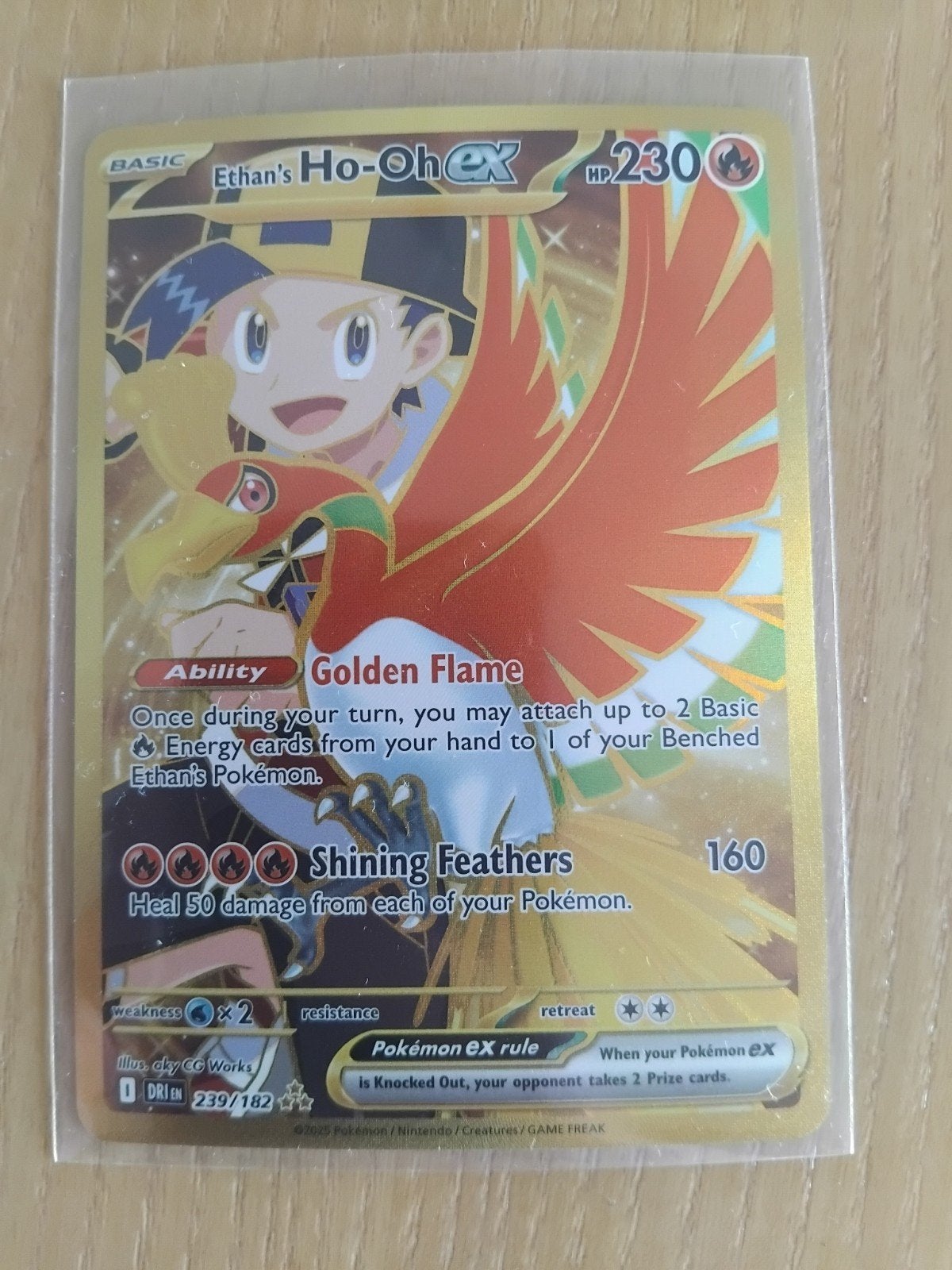 Destined Rivals Gold Ethan's Ho-Oh ex Pokémon Kaart, Ophalen of Verzenden, Zo goed als nieuw, Losse kaart, Foil