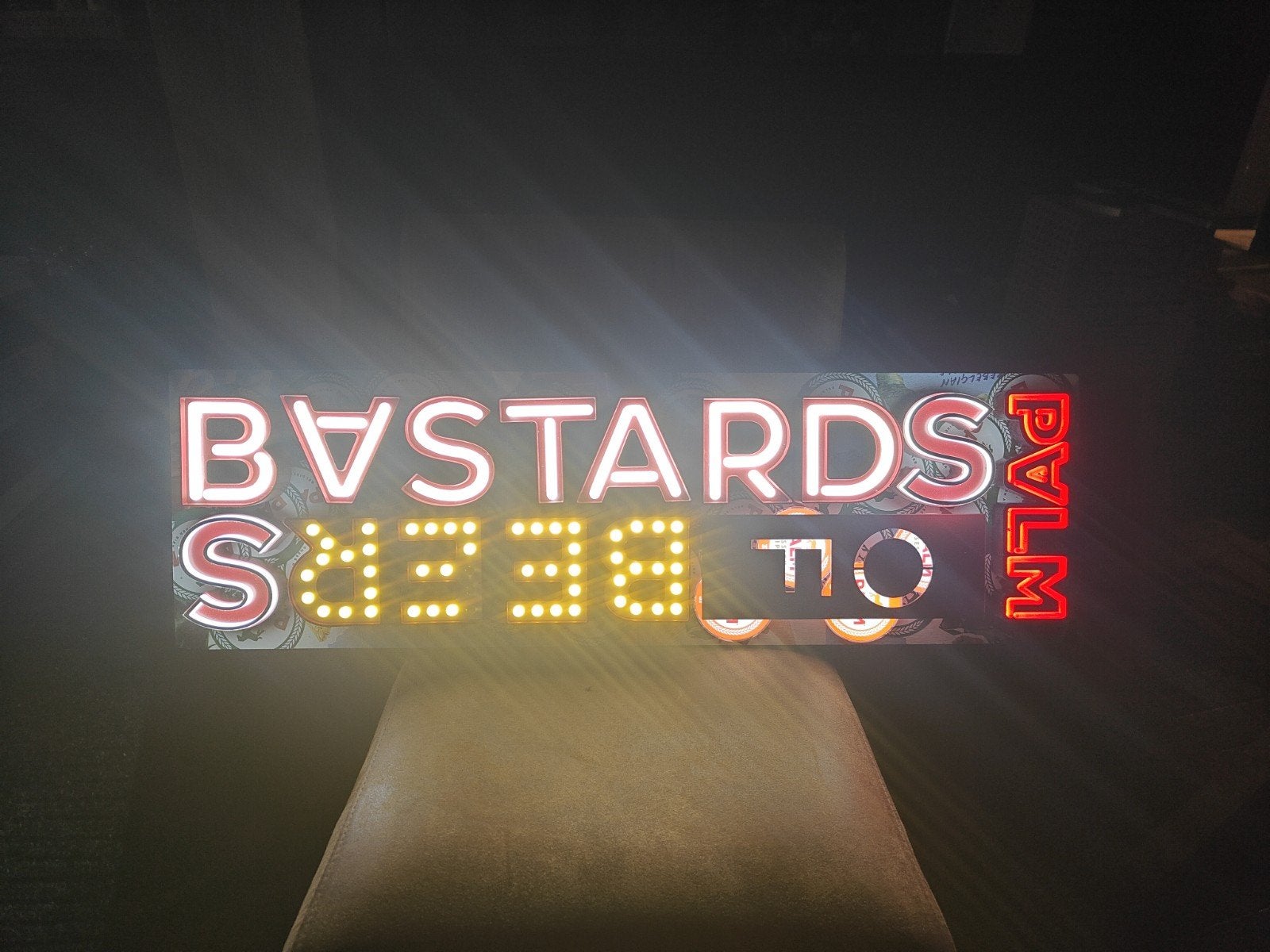 Neon LED reclamebord 'Bastards Of Beers Palm', Ophalen, Zo goed als nieuw, Reclamebord, Plaat of Schild