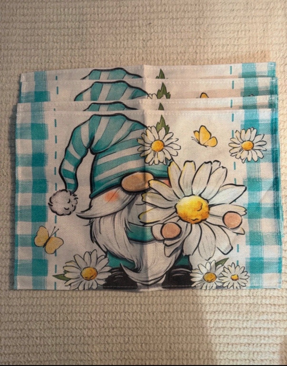 Leuke placemats met kabouter en madeliefjes, Overige typen, Nieuw, Ophalen of Verzenden, Meerkleurig