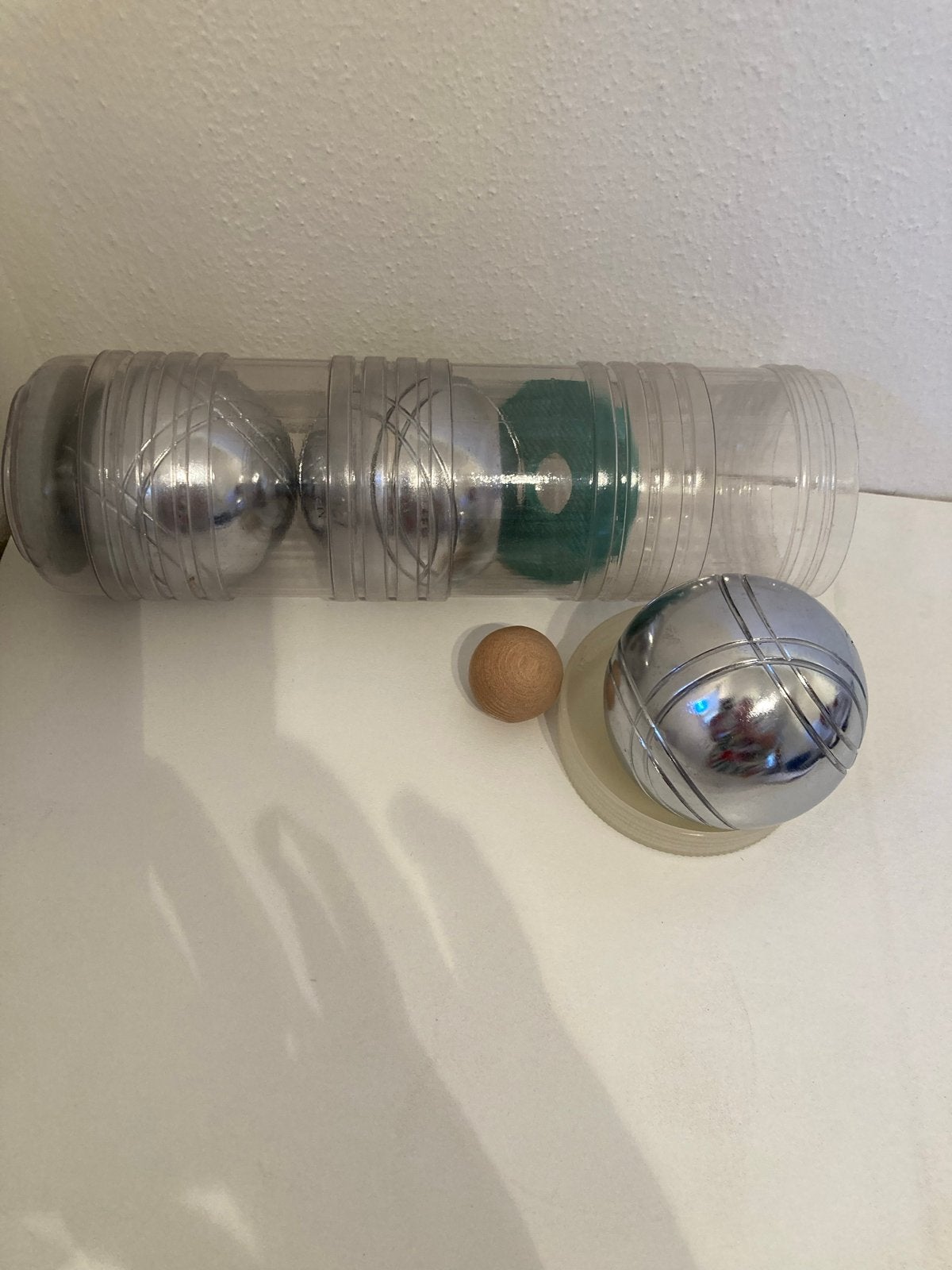 Jeu de boules set - compleet met 3 ballen en but, Ophalen of Verzenden, Gebruikt