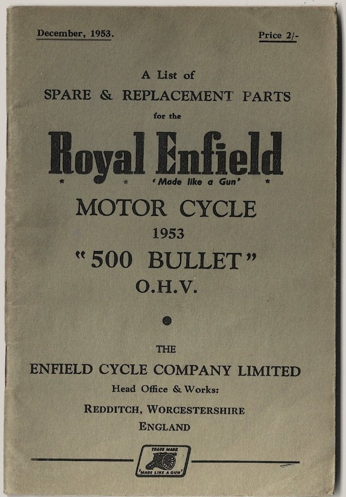 Royal Enfied Bullet 500 o.h.v. Parts List (8018z), Verzenden, Overige merken