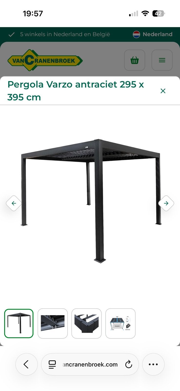Pergola Varzo Antra 295x395 nieuw met bon en garantie, Ophalen, Nieuw, Tuinpaviljoen