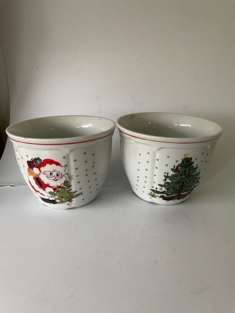 2 x klein bloempotje porselein. Kerstmis Sneeuwman kerstboom, Diversen, Kerst, Ophalen, Zo goed als nieuw