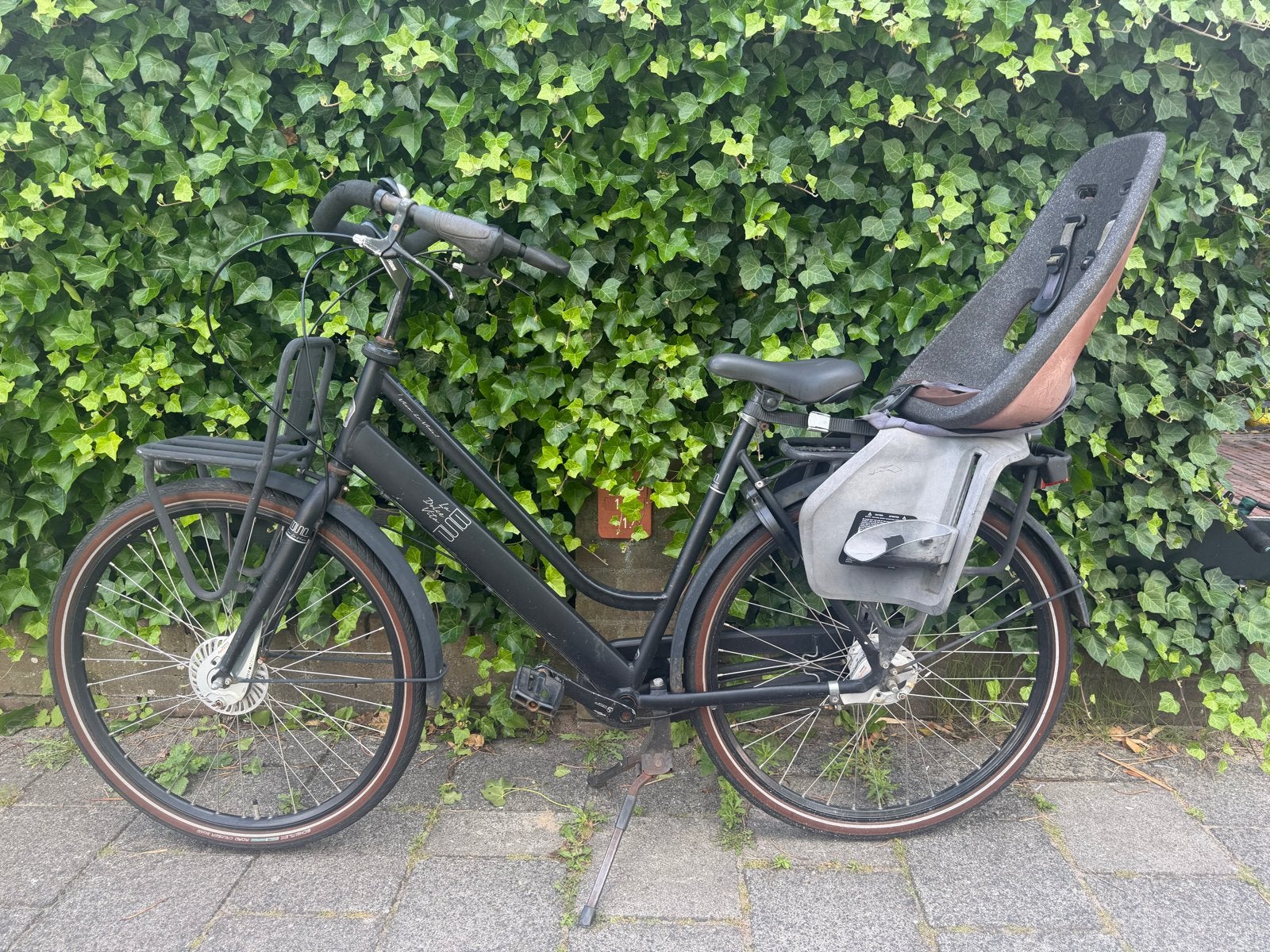 BSP moederfiets met kinderzitje - Goede staat, Fietsen en Brommers, Fietsen | Dames | Moederfietsen, Gebruikt, Dubbele standaard