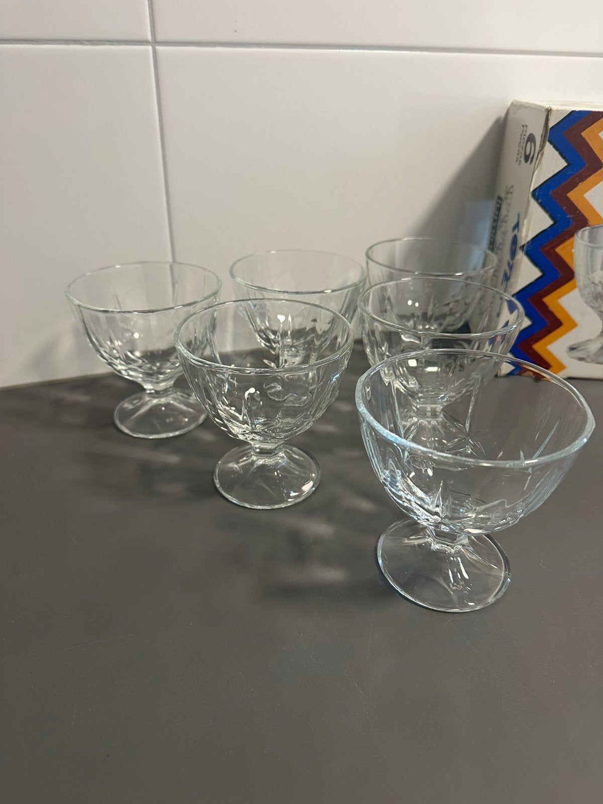 6 Vintage Luminarc "Totem" ijscoupes, Overige merken, Vintage, Ophalen of Verzenden, Glas