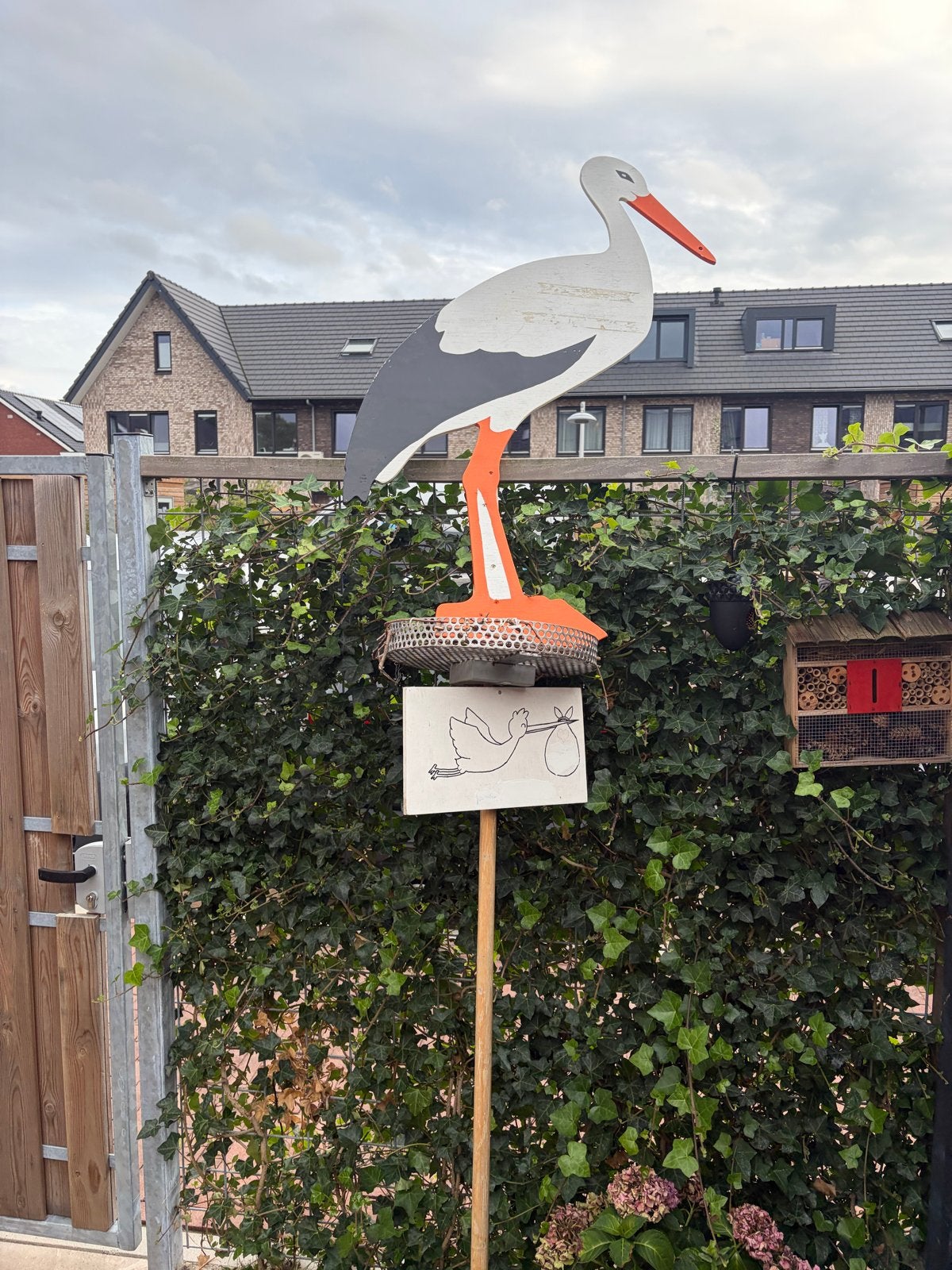 Geboortebord Ooievaar - Ideaal voor de tuin, Ophalen of Verzenden, Gebruikt, Geboortebord