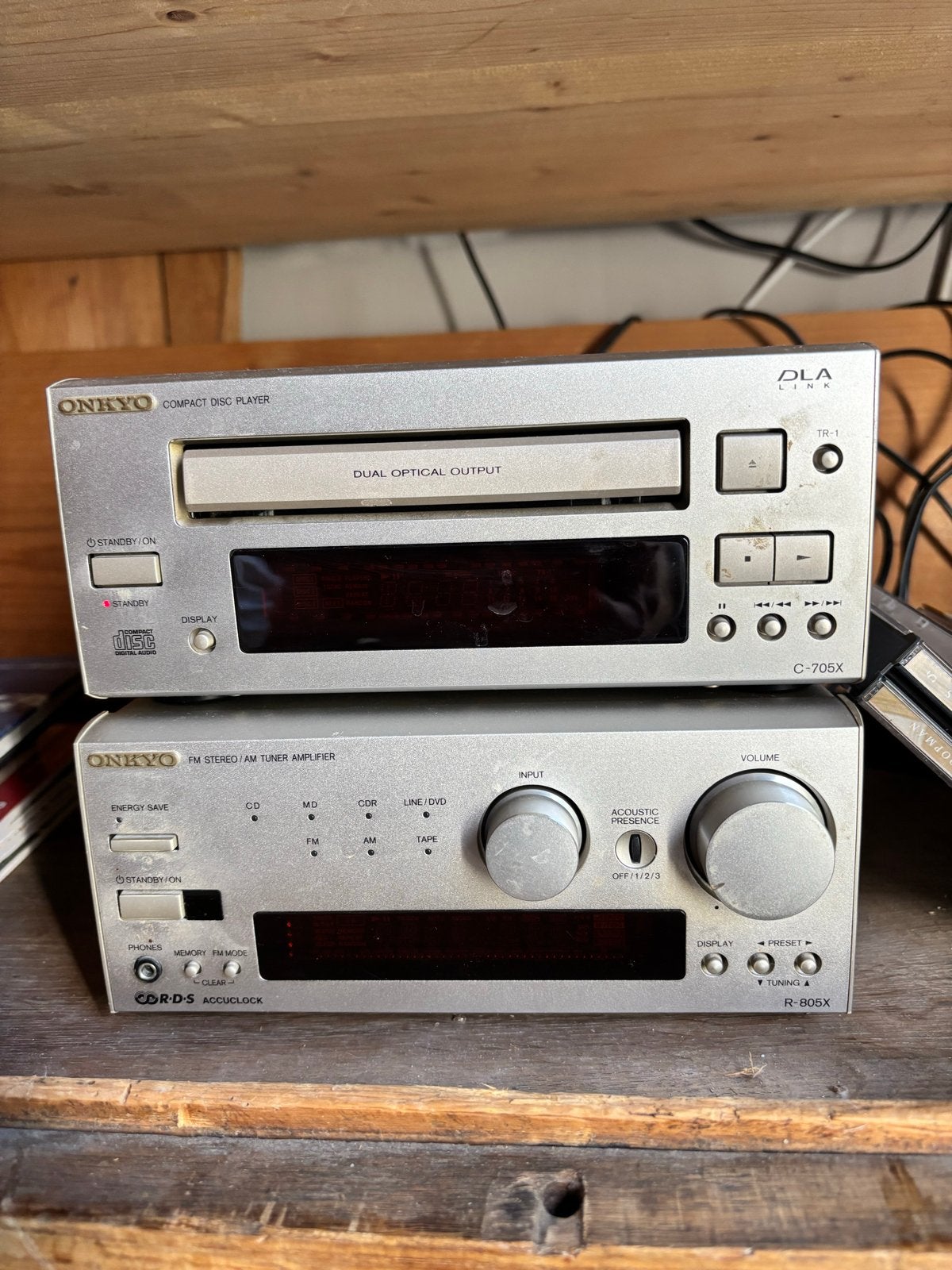 Onkyo C-705X CD-speler en R-805X Tuner-versterker (defect), Gebruikt, Losse componenten, Tuner of Radio, Ophalen