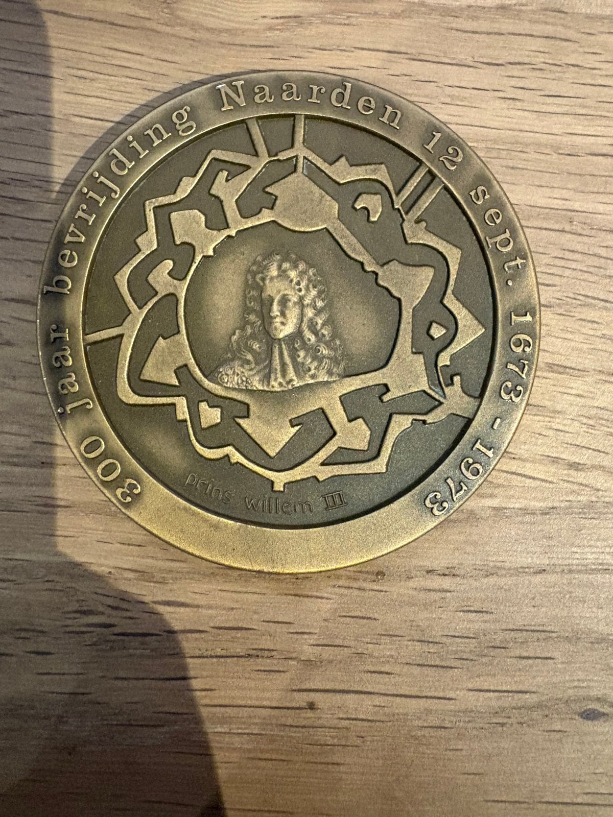 Bronzen herdenkingsmedaille 300 jaar bevrijding Naarden, Ophalen of Verzenden, Brons, Nederland