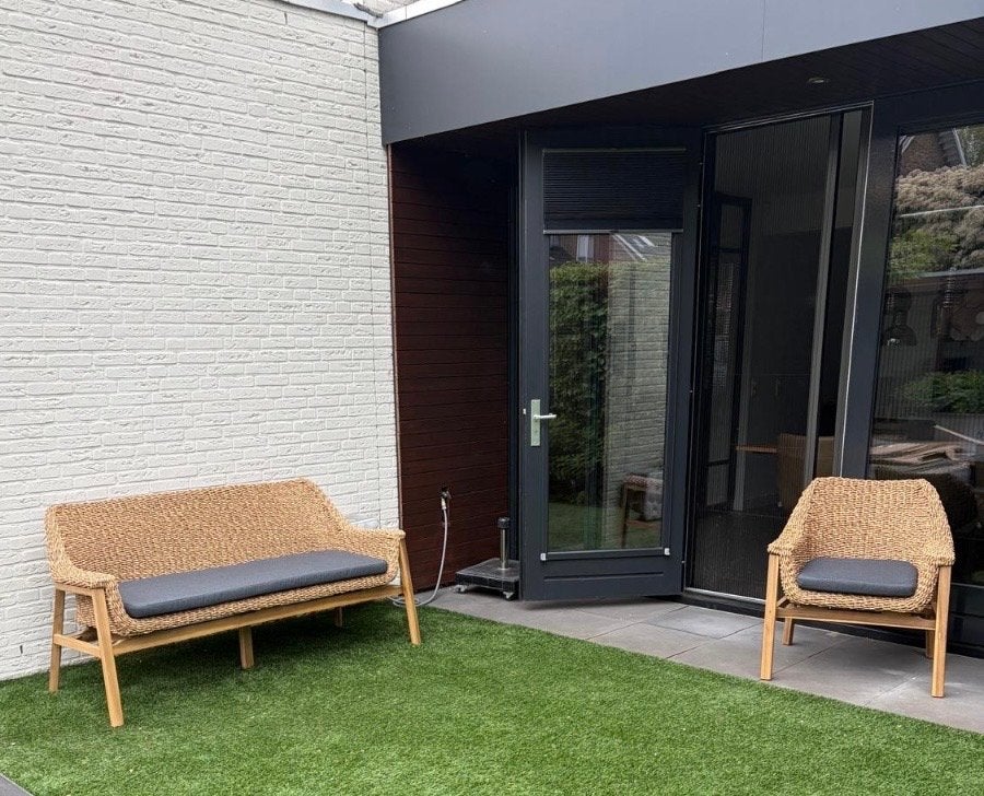 Intratuin 4-zits loungeset Lilly bruin, Tuin en Terras, Tuinsets en Loungesets, Ophalen, 4 zitplaatsen, Rotan, Zo goed als nieuw