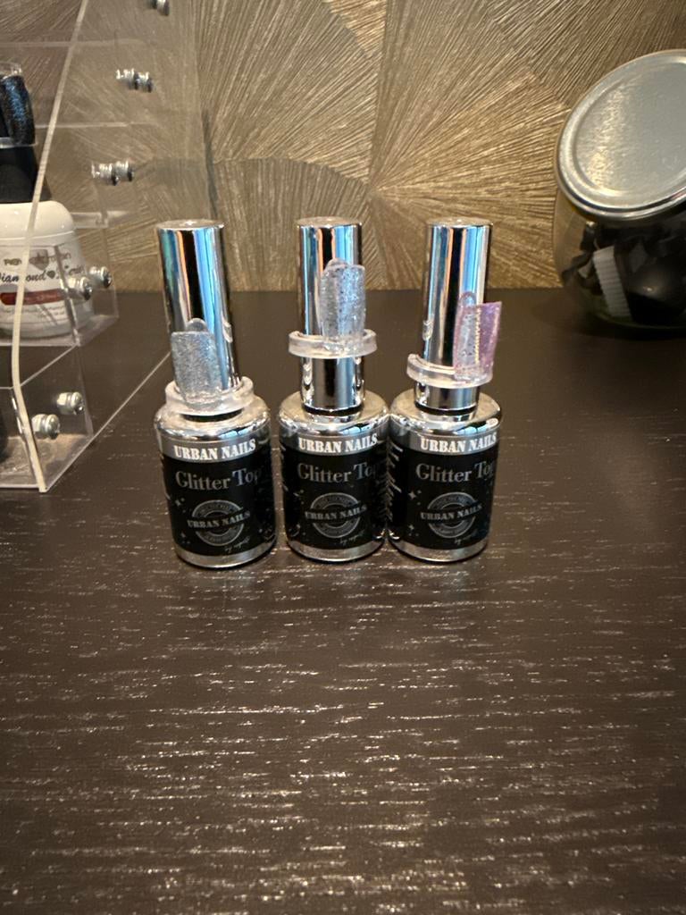 Urban Nails Glitter Topcoats MGT01, MGT02, MGT03, Overige kleuren, Verzenden, Nieuw, Handen en Nagels