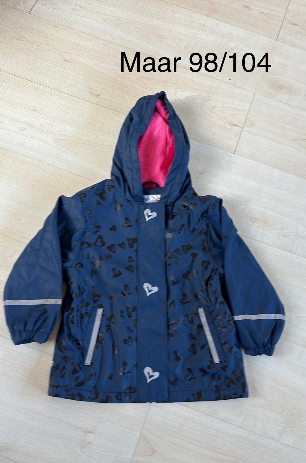 Blauwe meisje regenjas, maat 98/104, Kinderen en Baby's, Ophalen, Zo goed als nieuw, Meisje, Jas