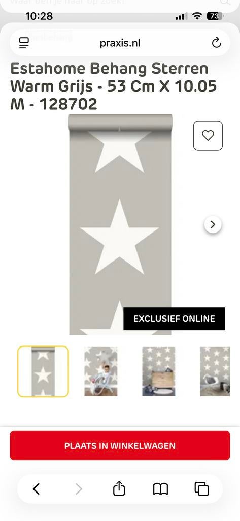 Esta Home Behang Sterren Warm Grijs - 53 cm x 10,05 m, Ophalen, Minder dan 10 m², Grijs