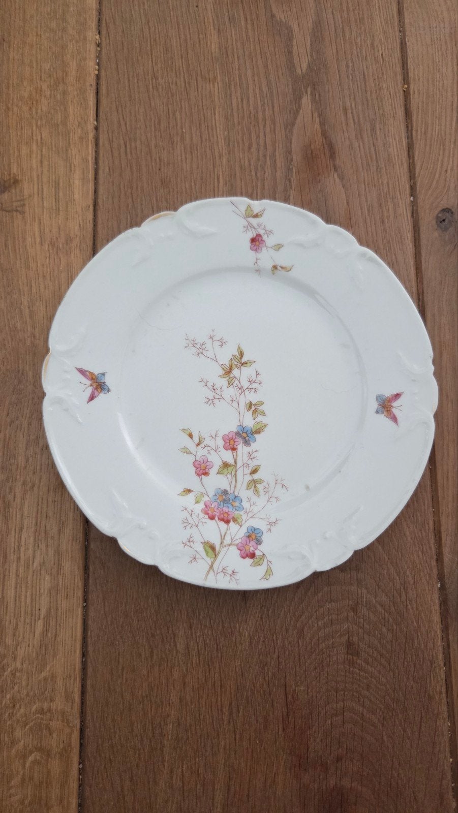 Decoratief bord met bloemen en vlinders, Antiek en Kunst, Ophalen of Verzenden