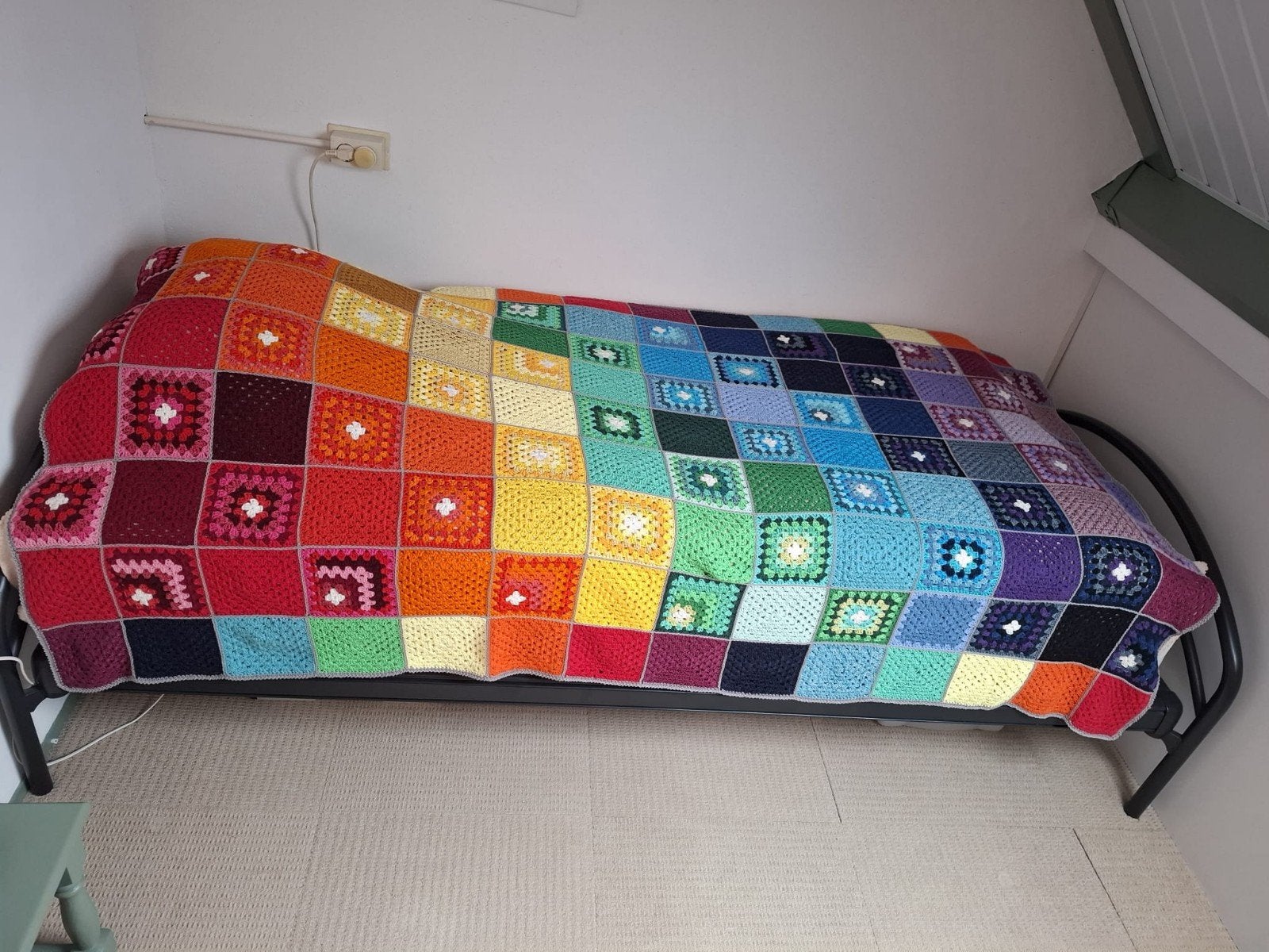 Handgemaakte katoenen deken/sprei, Katoen, Ophalen of Verzenden, Zo goed als nieuw, Meerkleurig