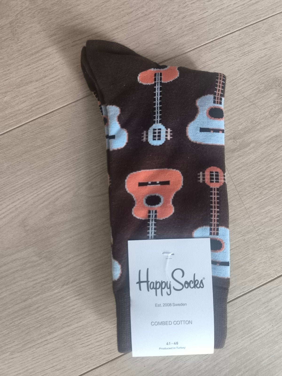 Happy Socks met gitaarprint - Maat 41-46, Bruin, Verzenden, Happy Socks, Nieuw