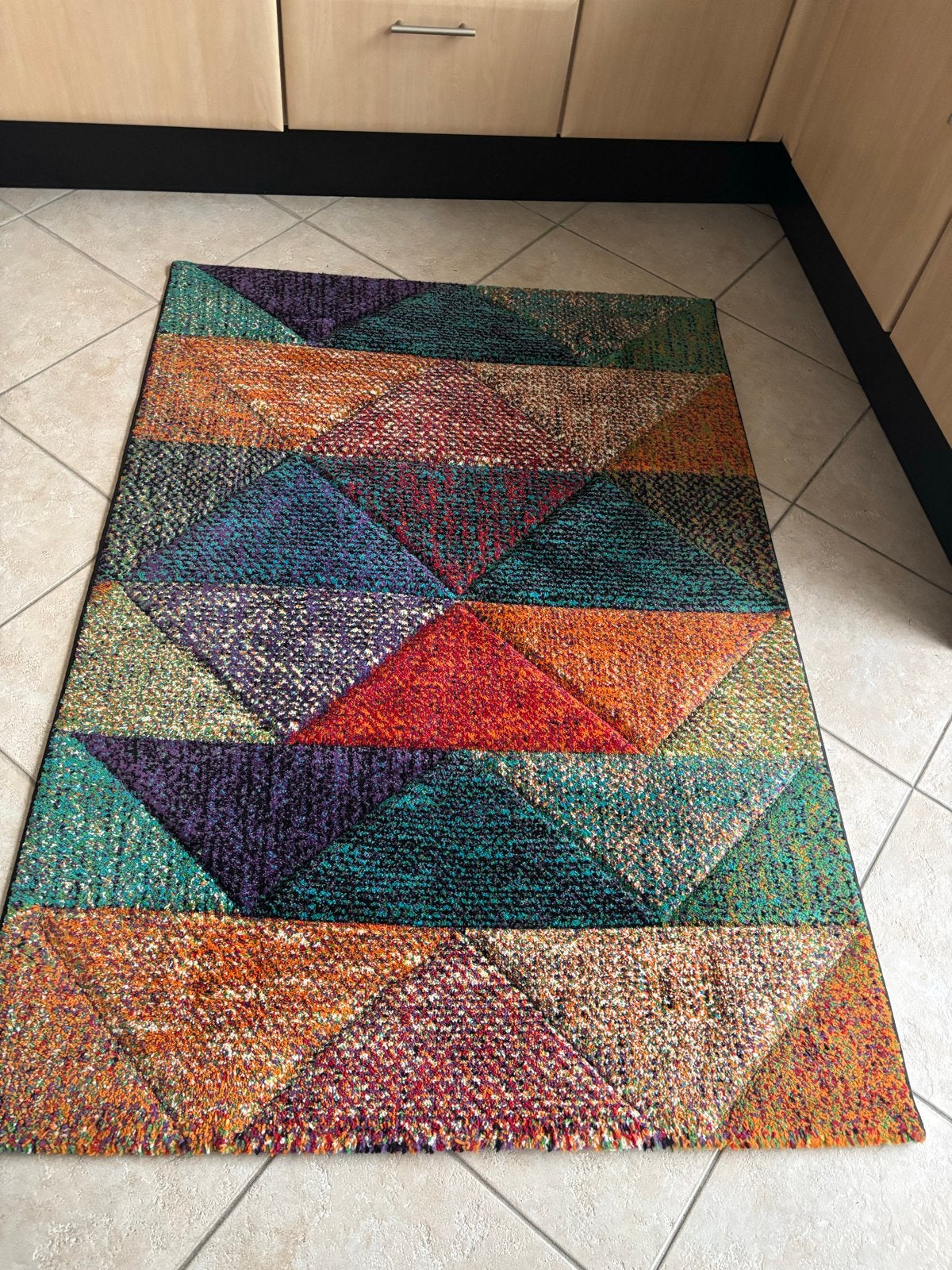 Vrolijk Marokko Vloerkleed - Geometrisch Patroon, Ophalen, 100 tot 150 cm, Oranje, Zo goed als nieuw