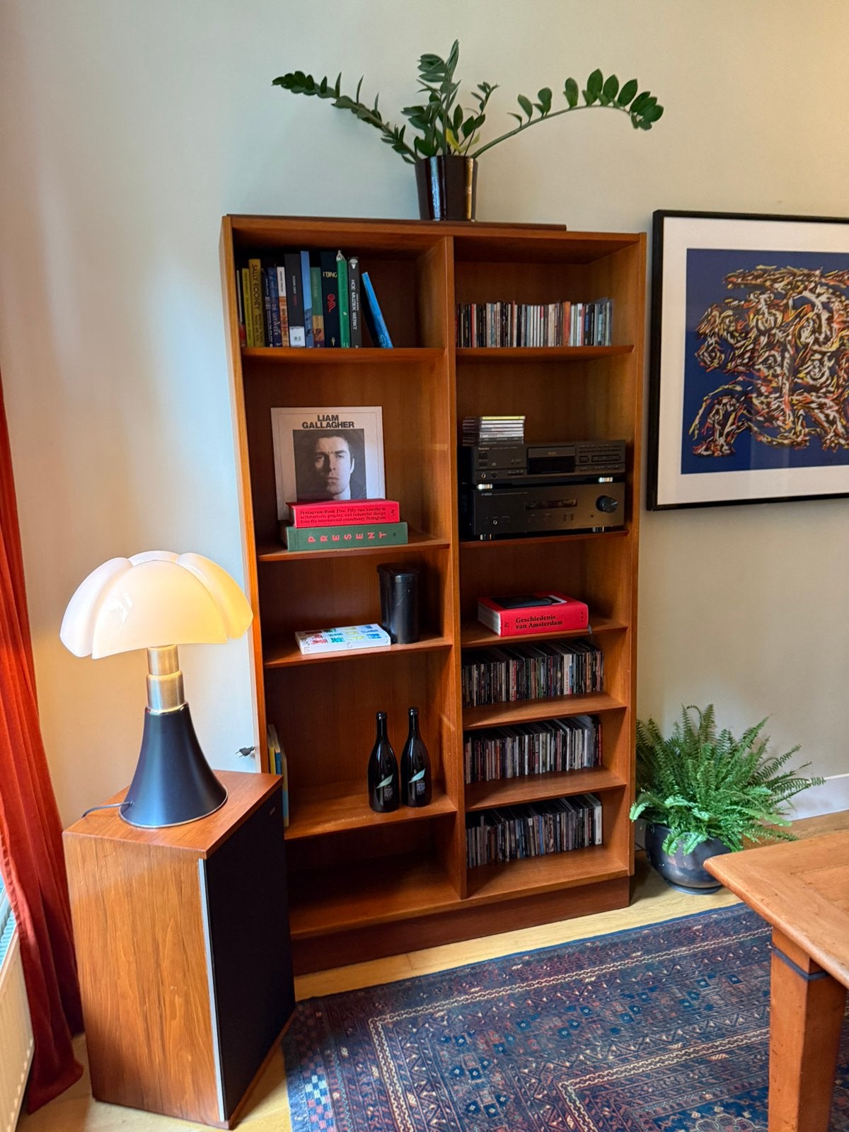 Danish Poul Hundevad double Teak bookcase, Ophalen, Gebruikt, 25 tot 50 cm, 150 tot 200 cm