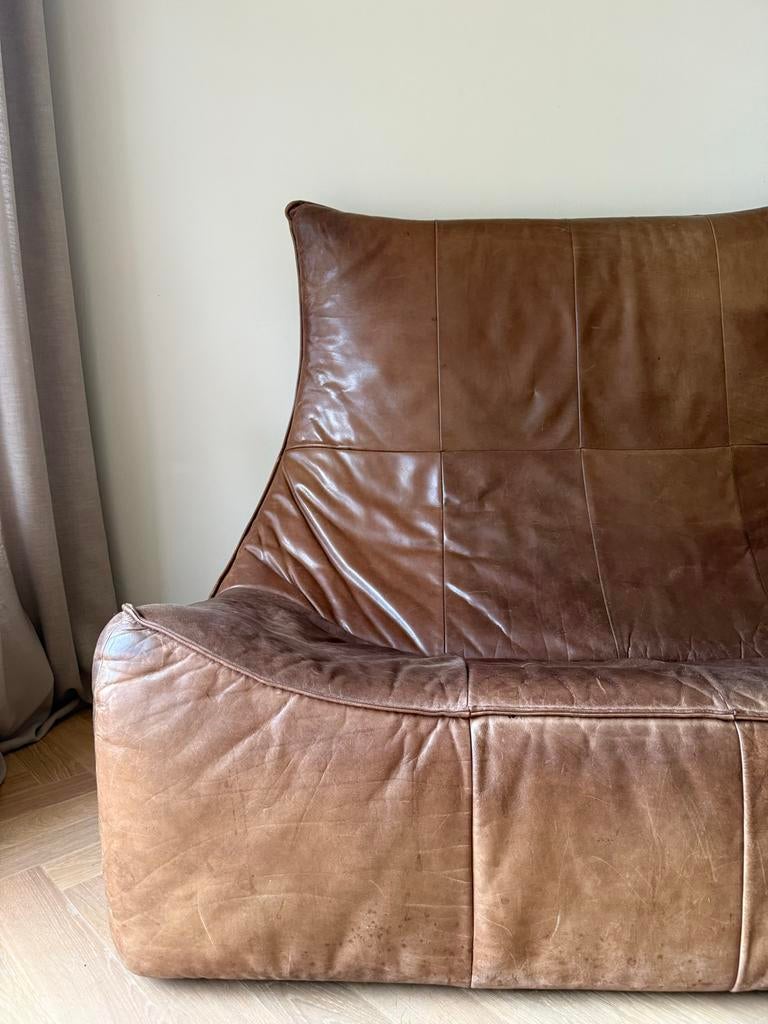 Gerard van den Berg Rock-bank - Vintage Jaren '70 Leer, Ophalen, Gebruikt, 150 tot 200 cm, Tweepersoons