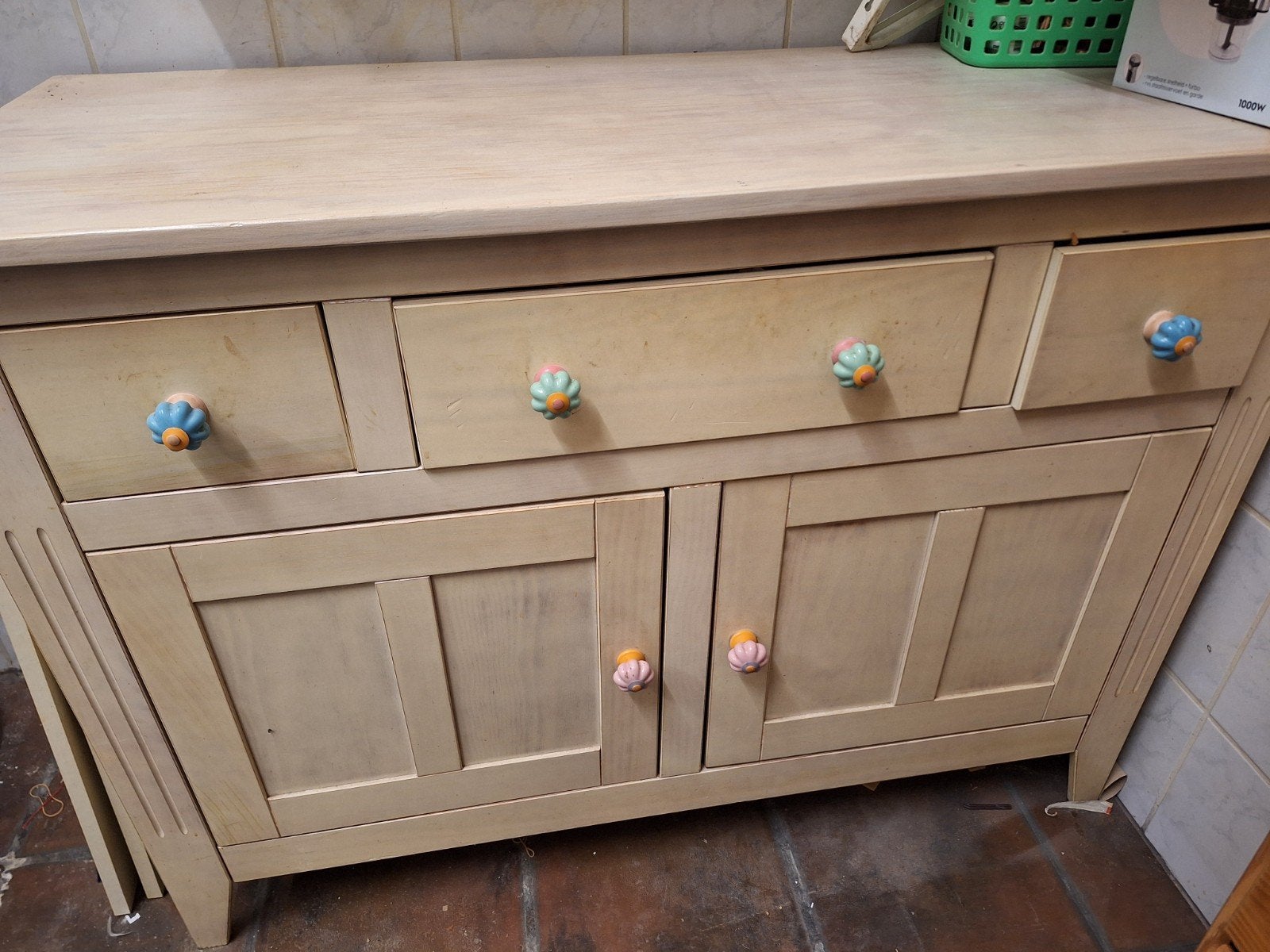 Houten dressoir met lades en deuren, Ophalen, Gebruikt, 25 tot 50 cm, Overige houtsoorten