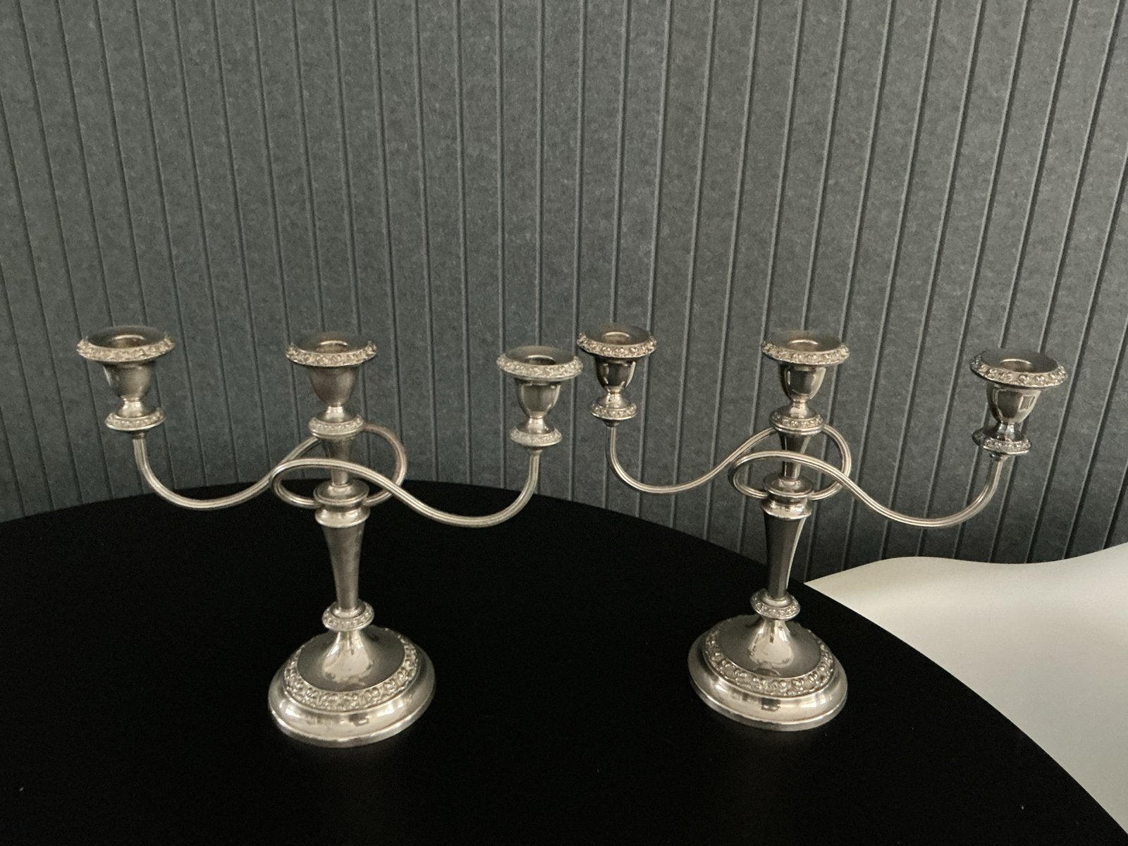 Set van 2 verzilveren kandelabers met 3 armen, Ophalen of Verzenden, Overige materialen