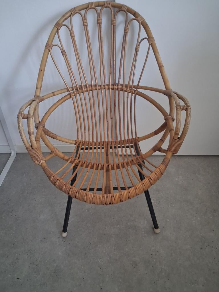 Vintage Rohe Noordwolde Rotan Stoel - Jaren '50/'60, Ophalen of Verzenden