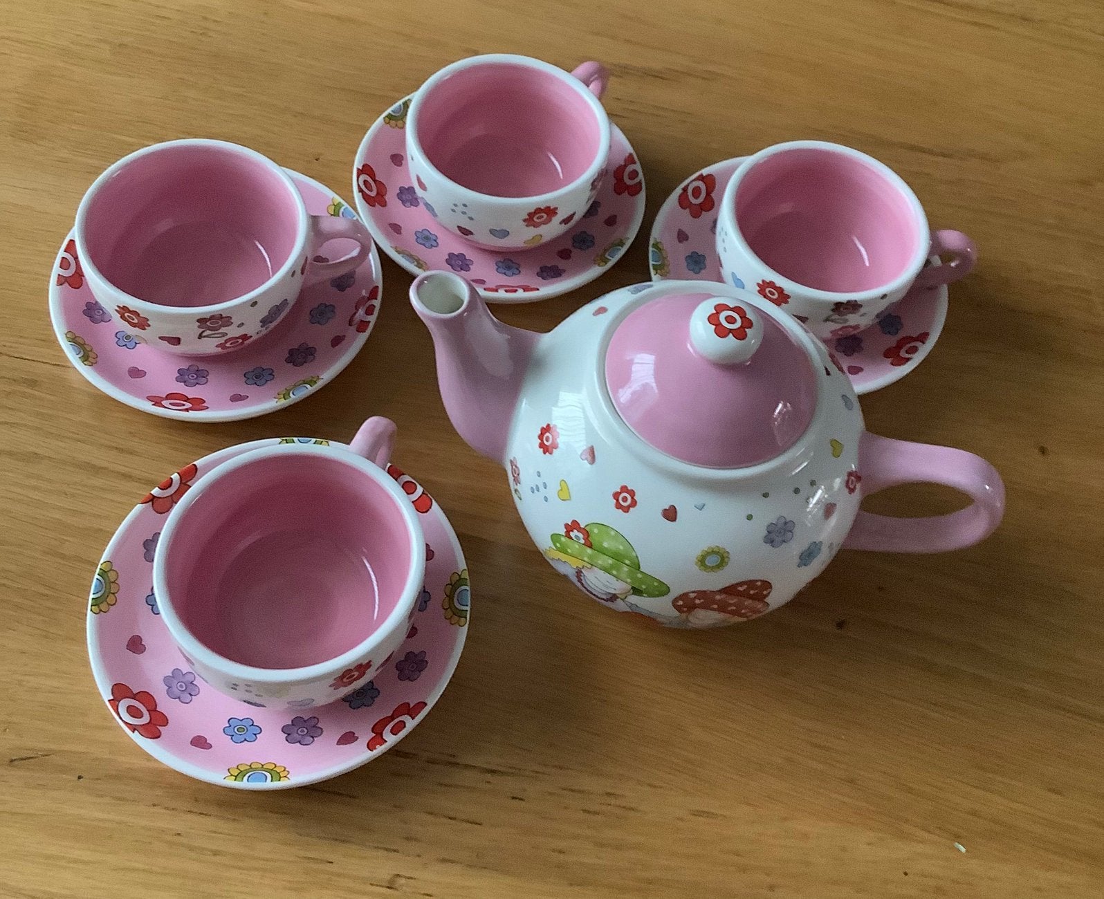 Douwe Egberts Speelgoed Theeservies - Roze met Bloemen, Ophalen of Verzenden, Gebruikt, Overige materialen, Speelkeuken-accessoire