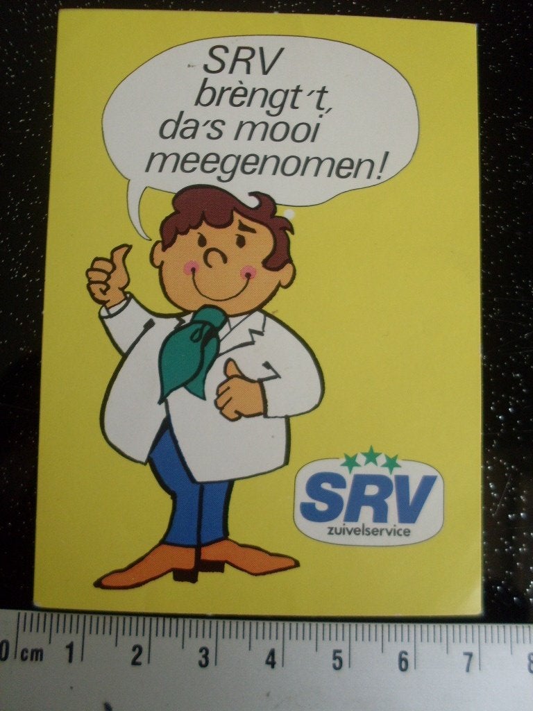 sticker SRV zuivelservice logo brengt 't mooi meegenomen, Verzenden, Zo goed als nieuw, Winkel of Supermarkt