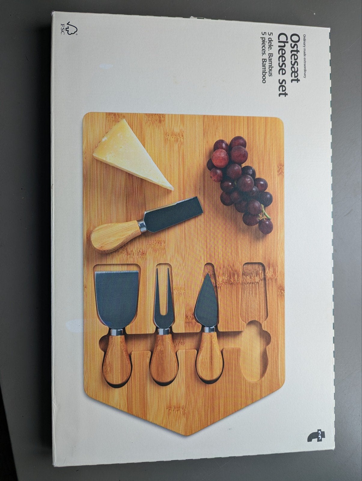 Kaasset 5-delig Bamboe - Nieuw, Hout, Snij-/serveerplank, Nieuw, Ophalen of Verzenden