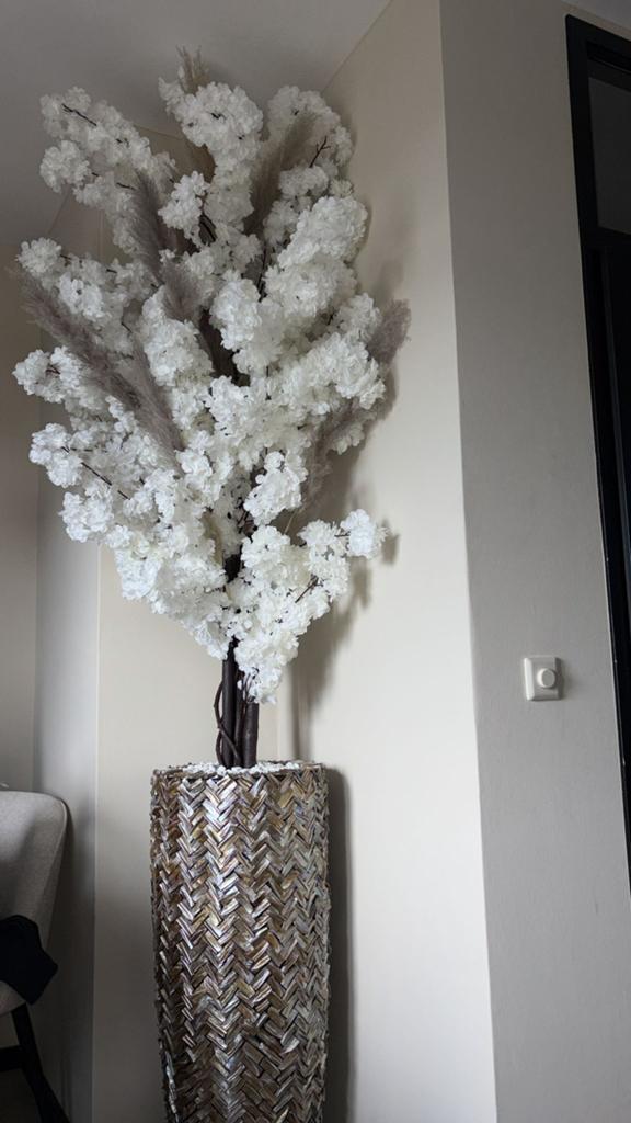 Luxe schelpenvazen met bloesemboom, Ophalen of Verzenden, Zo goed als nieuw