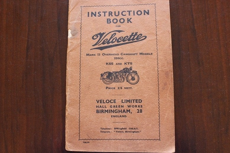 Velocette KSS KTS OHC 350cc 1936 -1950instruction book, Ophalen of Verzenden, Overige merken