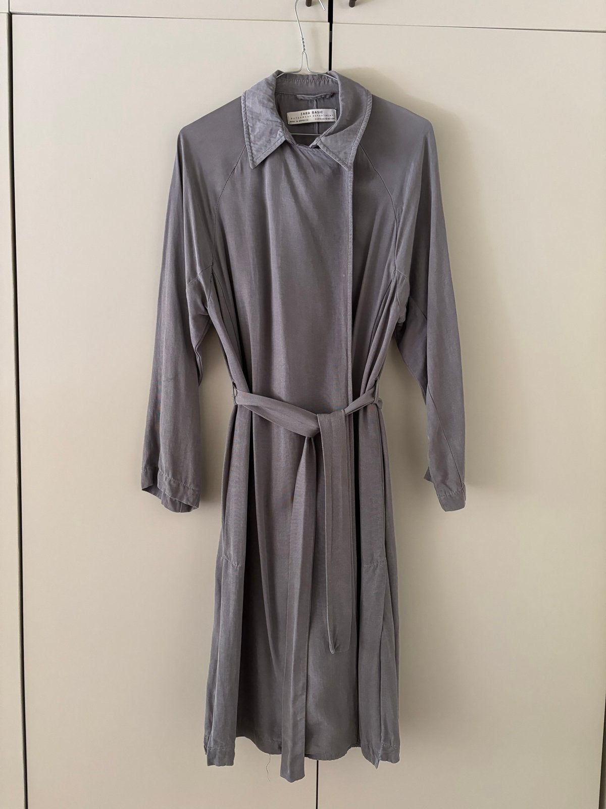 Zara grijze trenchcoat met ceintuur, Ophalen of Verzenden, Gedragen, Maat 36 (S), Grijs