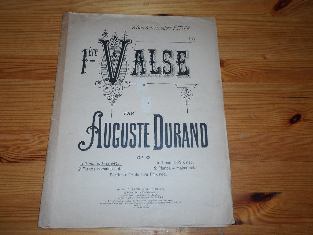 Aug durand - valses, Gebruikt, Klassiek, Ophalen of Verzenden, Artiest of Componist