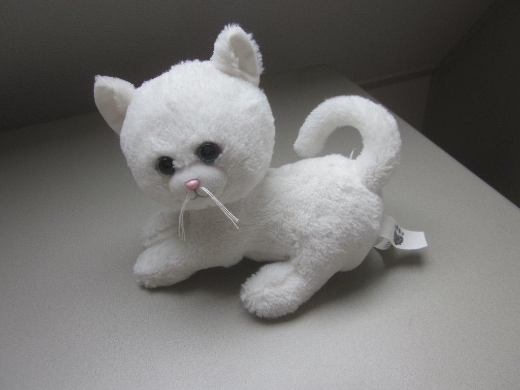 Pets2cuddle wit pluche poes/kat knuffel blauwe glitter ogen, Overige merken, Overige karakters, Nieuw, Ophalen of Verzenden