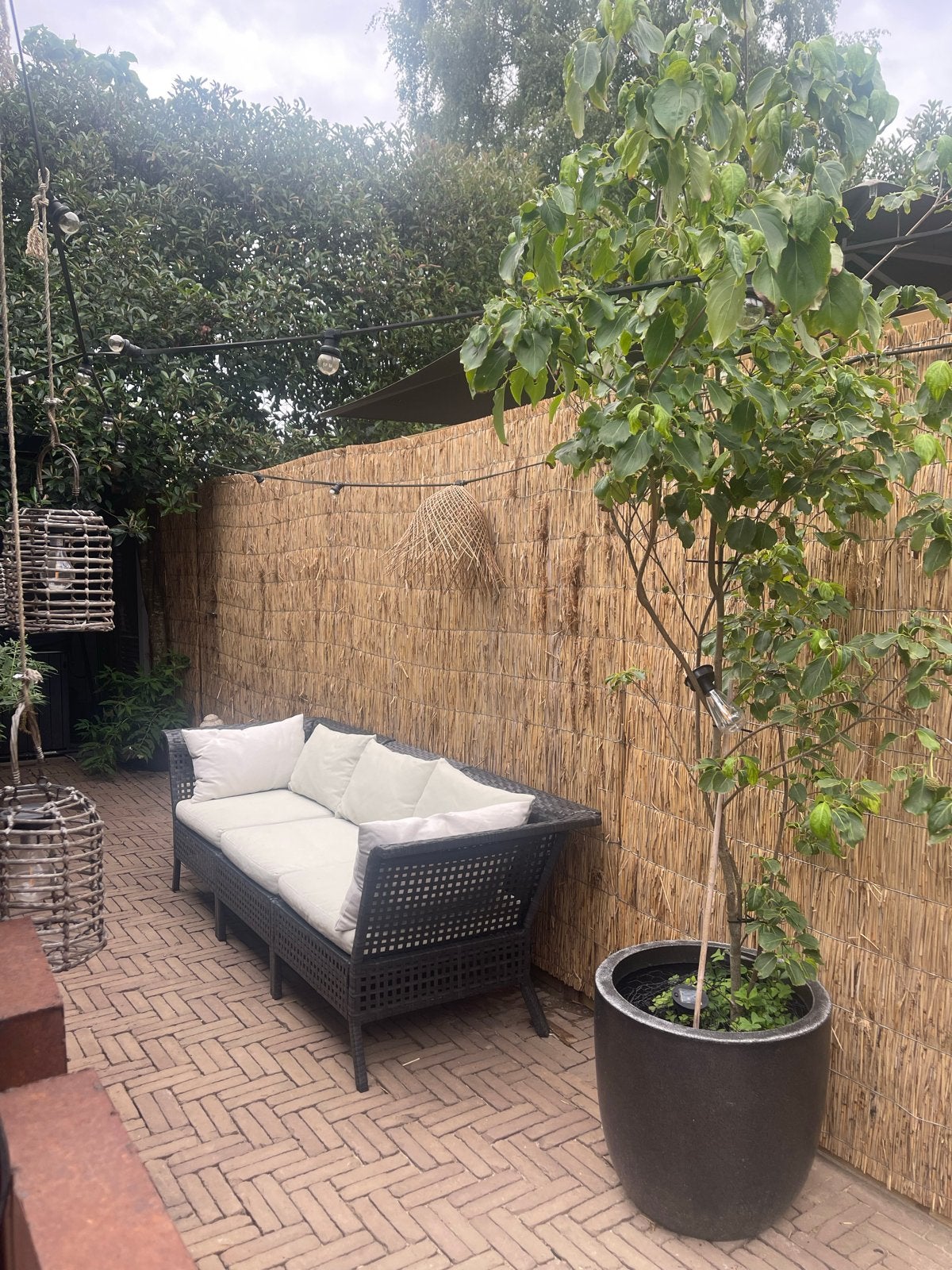 IKEA KUNGSHOLMEN loungebank tuin bruin met crèmekleurige kus, Tuin en Terras, Ophalen, Gebruikt, Wicker