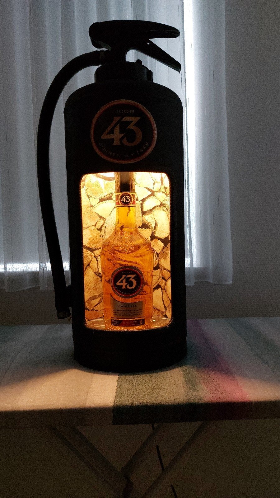 Unieke Licor 43 brandblusser met verlichting en fles, Ophalen, Zwart, Overige stijlen, Zo goed als nieuw