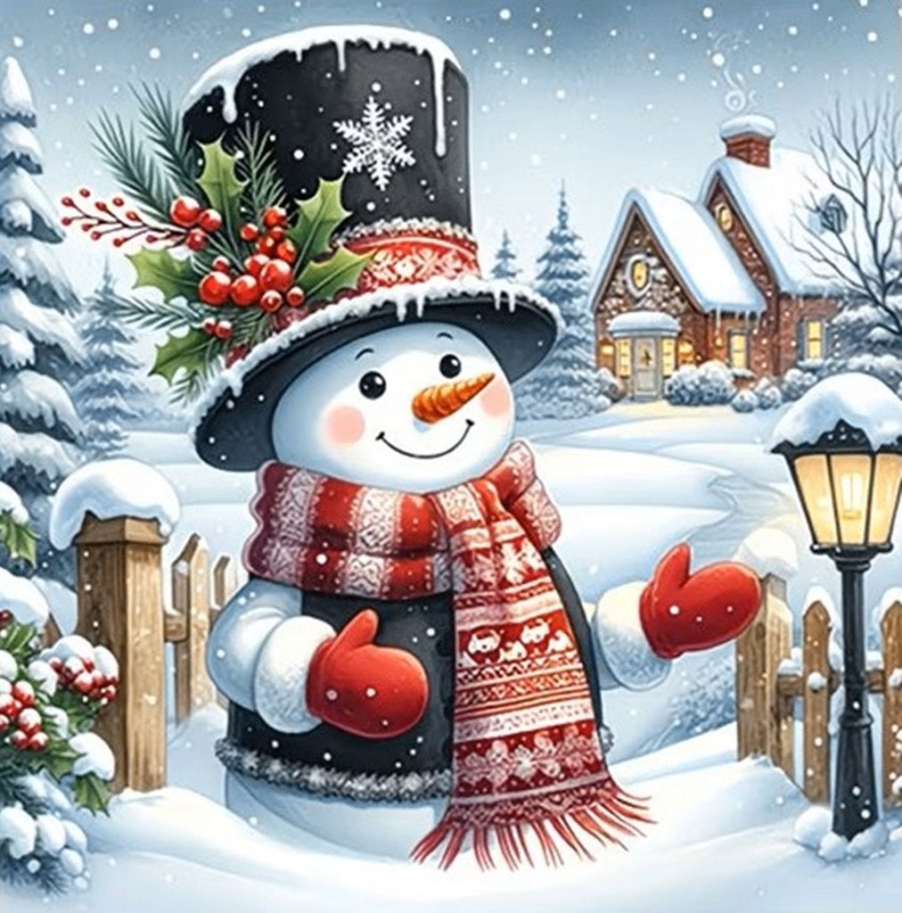 30x30cm Diamond Painting sneeuwpop nr 298, Verzenden, Nieuw, Meerkleurig, Overige materialen