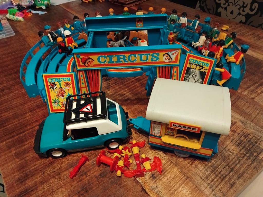 Playmobil oude Circus set incl auto en caravan, Ophalen of Verzenden, Gebruikt, Complete set