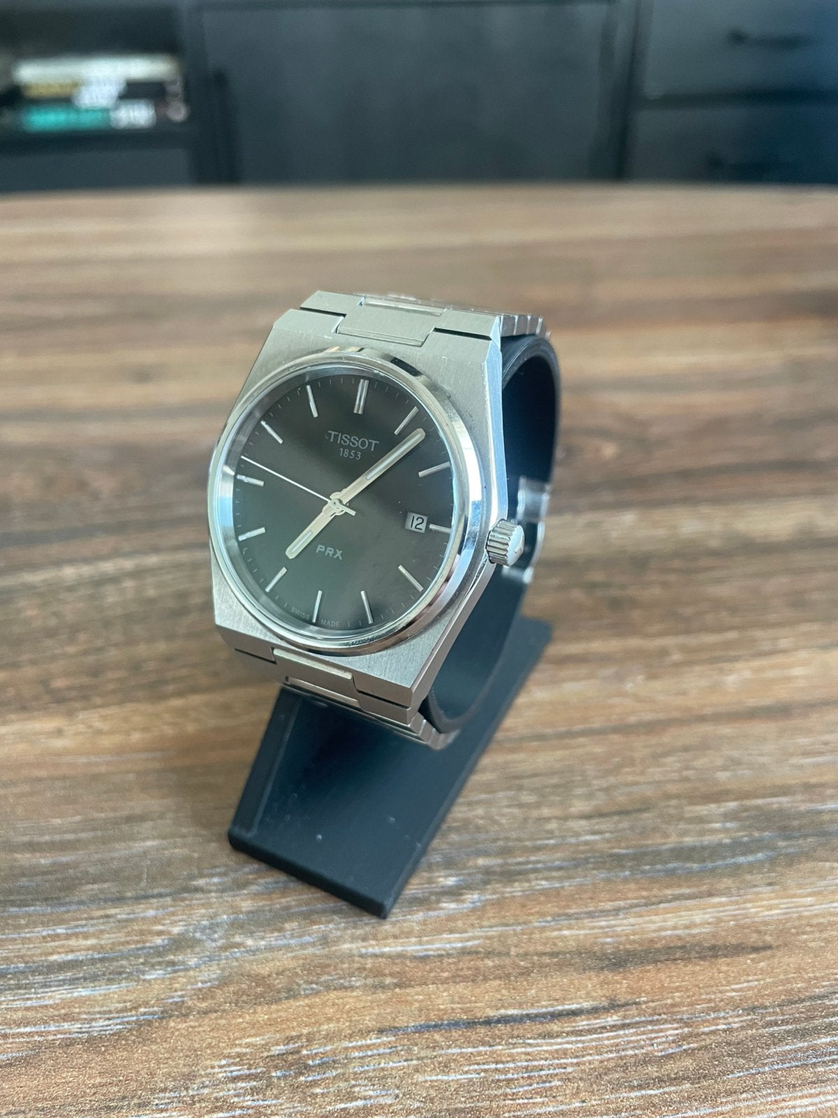Tissot PRX 40mm zwart, Sieraden, Tassen en Uiterlijk, Horloges | Antiek, Staal, Tissot, Polshorloge, 1960 of later