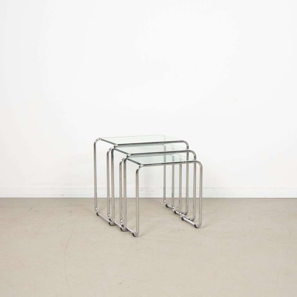 1x Gispen Dutch Originals Mimiset Bijzettafels Glas – Chroom, Minder dan 55 cm, Niet ingevuld, Rechthoekig, Niet ingevuld