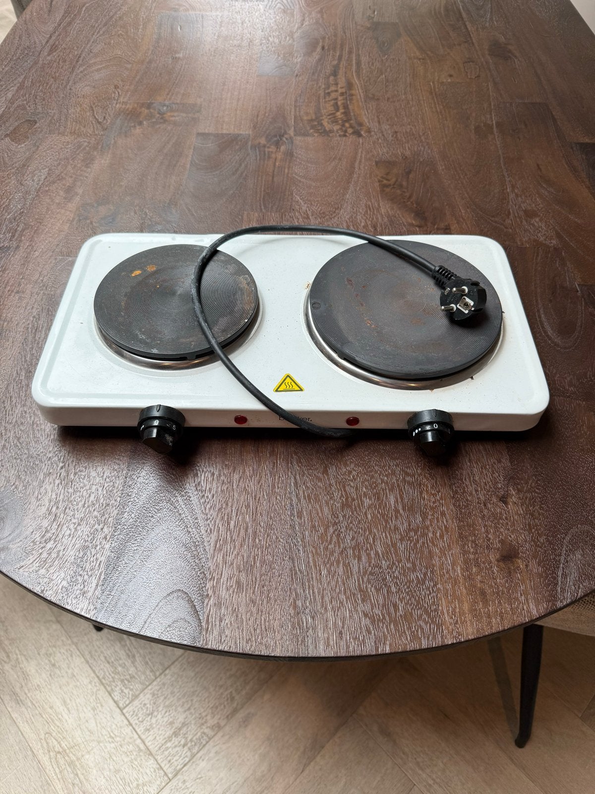 Draagbare elektrische kookplaat met 2 zones, Ophalen, Gebruikt, 3 kookzones of minder, Vrijstaand