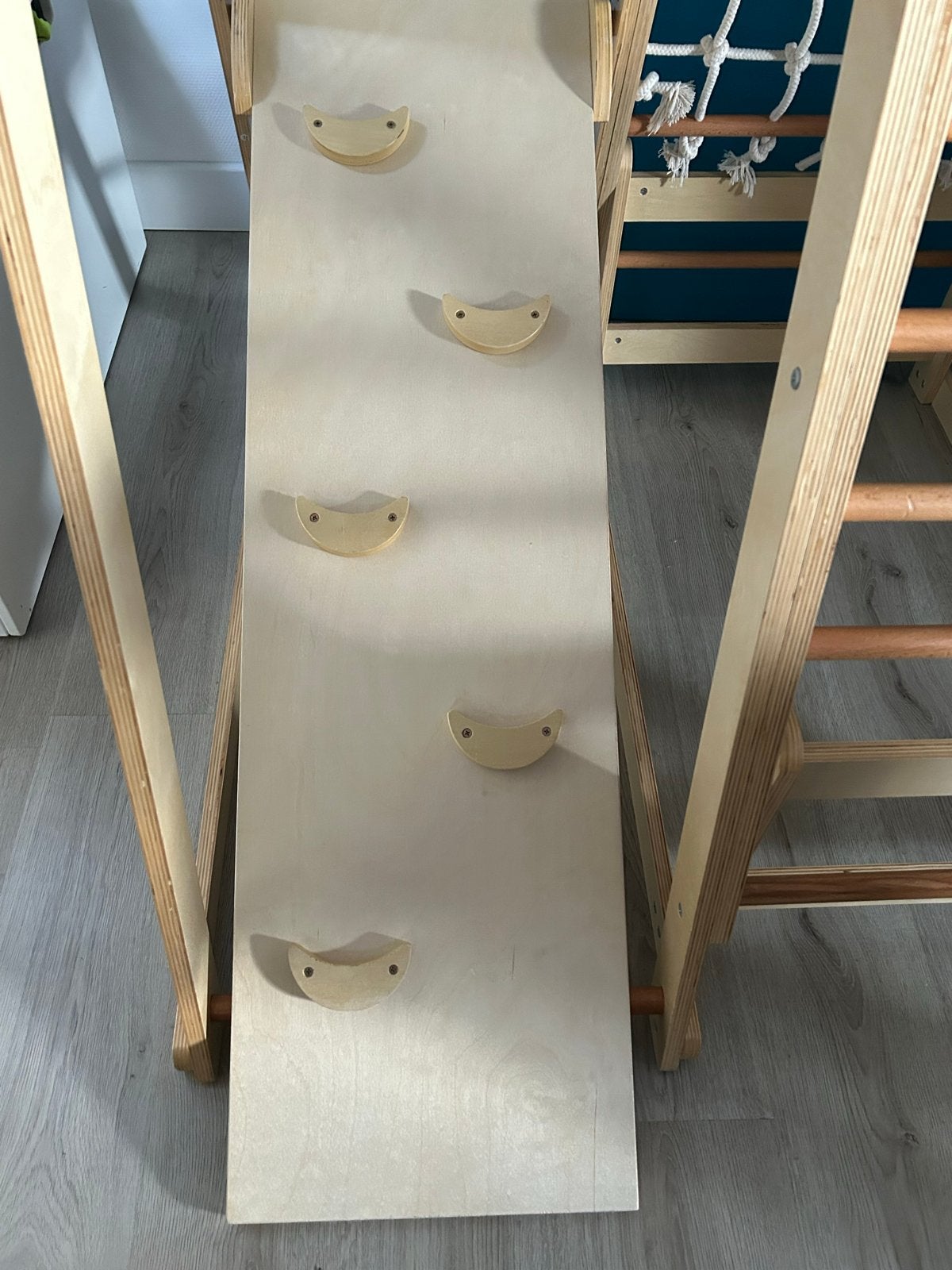 Houten Klimrek met Tentfunctie en Glijbaan/Klimwand, Ophalen, Gebruikt, Klimwand