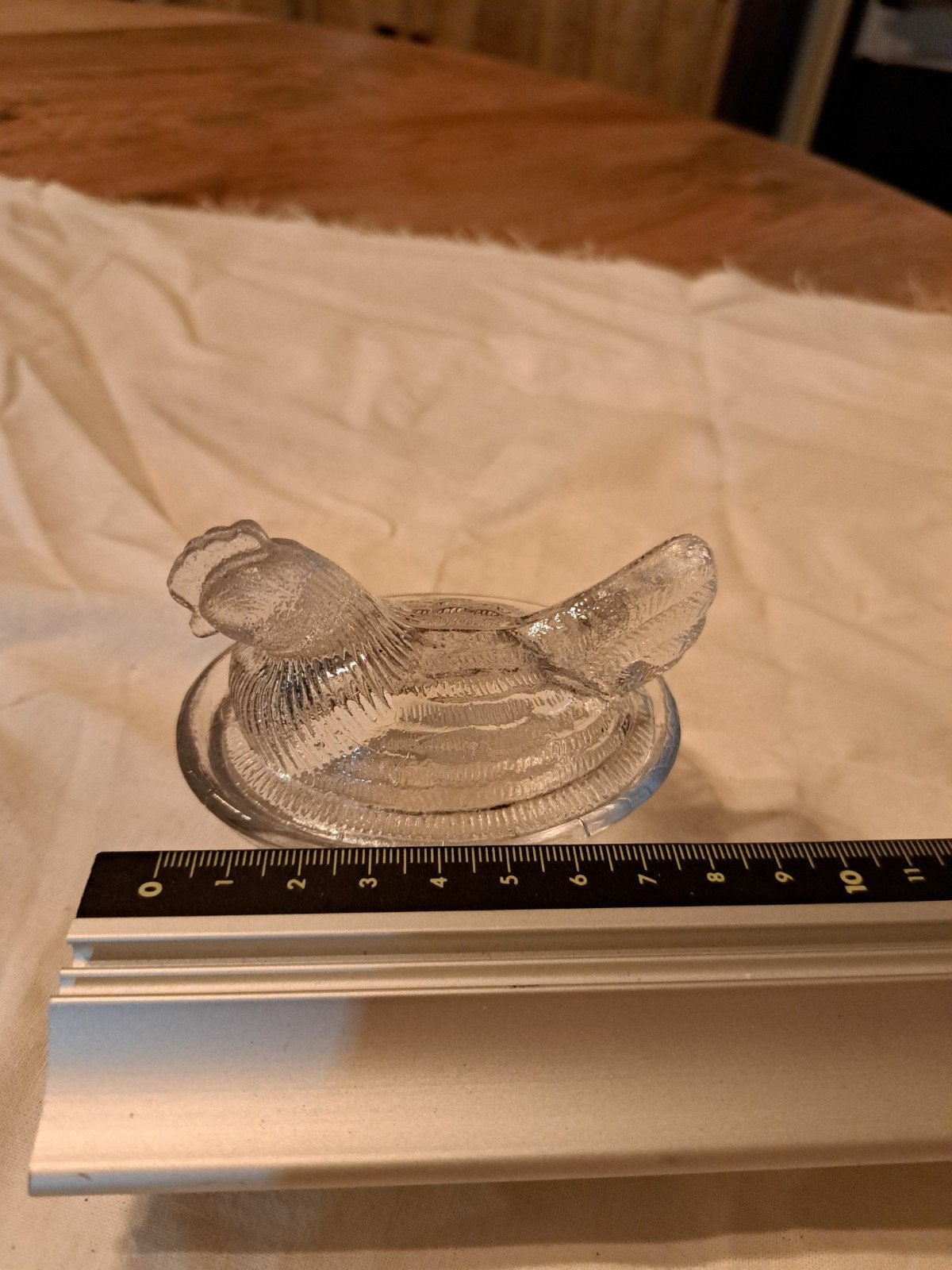 Glazen kip op nest - Vintage eierdop of decoratie, Ophalen of Verzenden