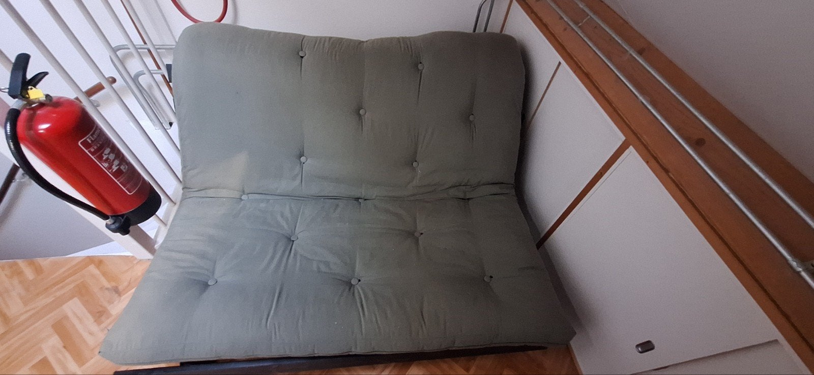 Karup Design Roots 140 slaapbank - groen met zwart frame, Ophalen, Gebruikt, Tweepersoons, 140 cm