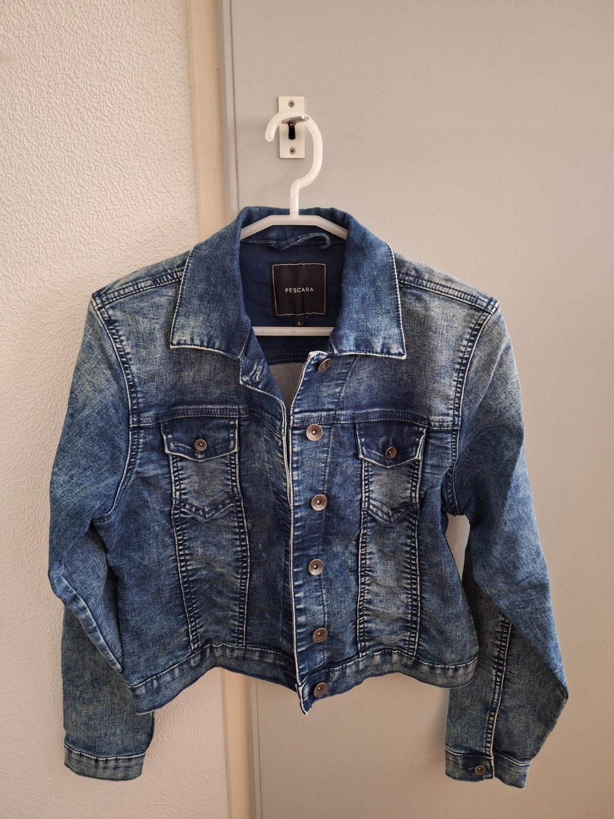 Dames spijkerjasje maat L, Ophalen, Zo goed als nieuw, Maat 38/40 (M), Blauw