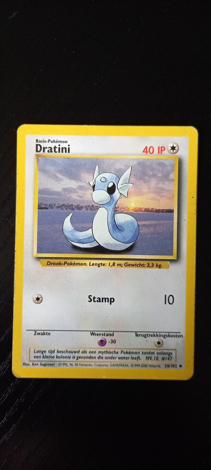 Pokémon Kaart Dratini Basis-Pokémon 26/102, Ophalen of Verzenden, Gebruikt, Losse kaart