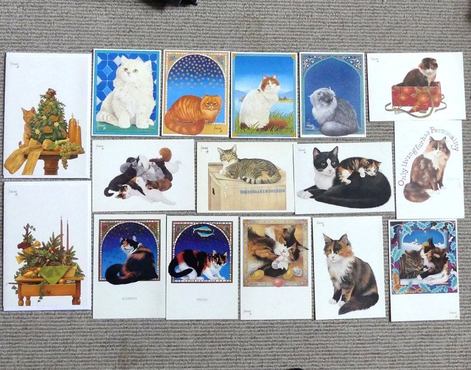 Franciens katten ansichtkaarten 16x kattenkaarten kat poes, Verzamelen, Ophalen of Verzenden, 1980 tot heden, Ongelopen, Hond of Kat