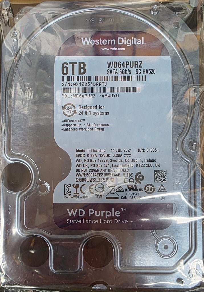 WD Purple - 6TB Harde schijf, Computers en Software, Harde schijven, Intern, Nieuw, Desktop, 6TB