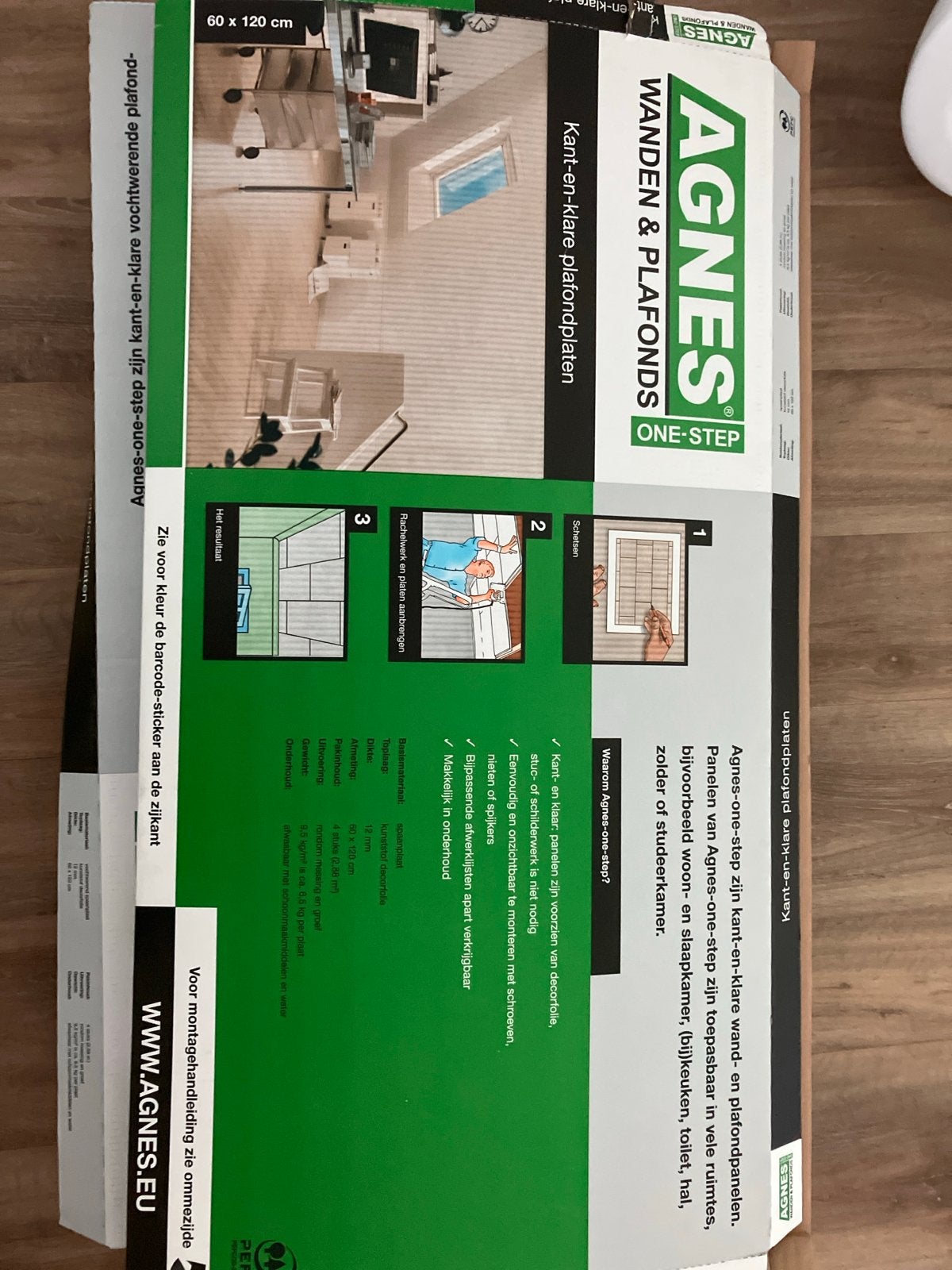 Agnes One-Step kant-en-klare plafondplaten 60x120 cm, Doe-het-zelf en Verbouw, Ophalen, Nieuw, Hout, Minder dan 20 mm
